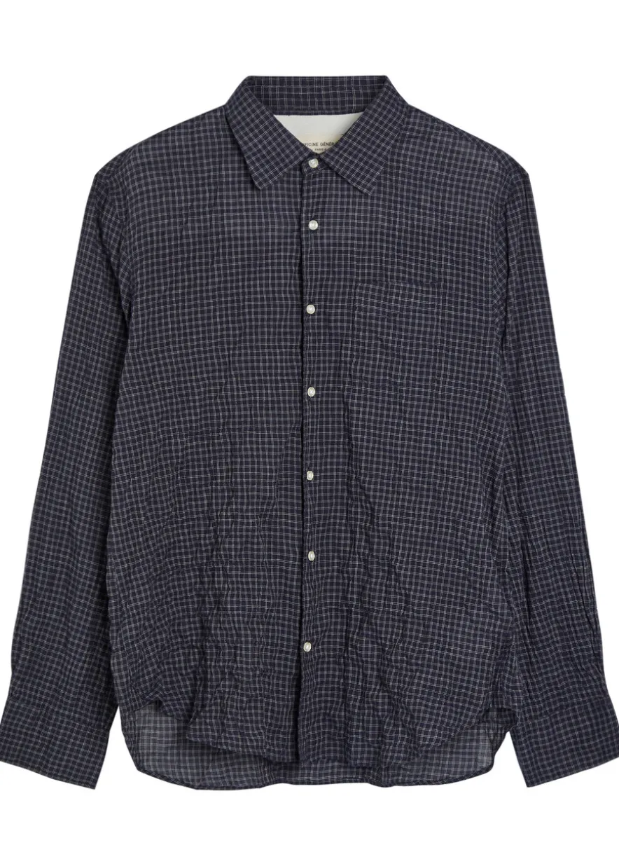 Beniot checked crinkled cotton-blend shirt