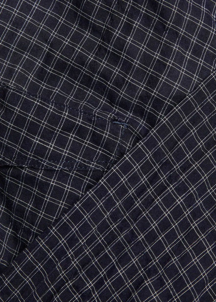 Beniot checked crinkled cotton-blend shirt