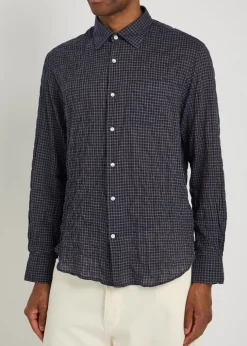 Beniot checked crinkled cotton-blend shirt