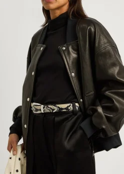Benny snake-effect leather belt