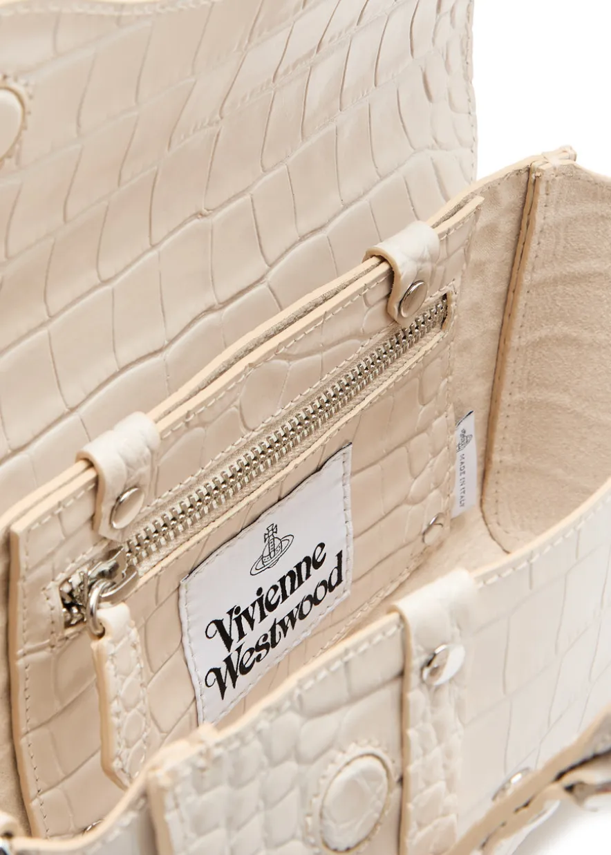 Bettina mini crocodile-effect leather cross-body bag