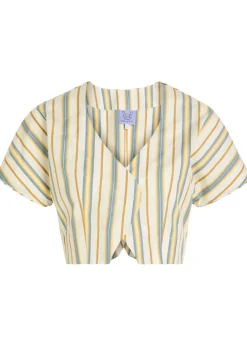 Bianca striped cotton-poplin blouse