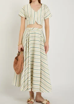 Bianca striped cotton-poplin blouse