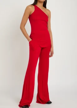 Bias fine-knit trousers