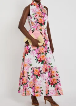 Biba floral-print belted cotton maxi dress