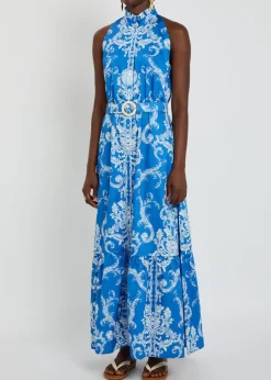 Biba printed belted cotton maxi dress