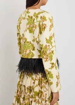 Bijoux feather-trim woven jacket