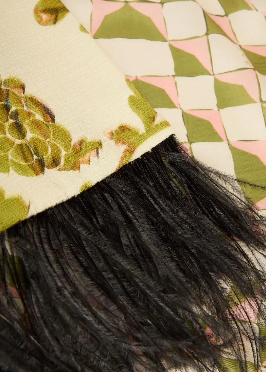 Bijoux feather-trim woven jacket