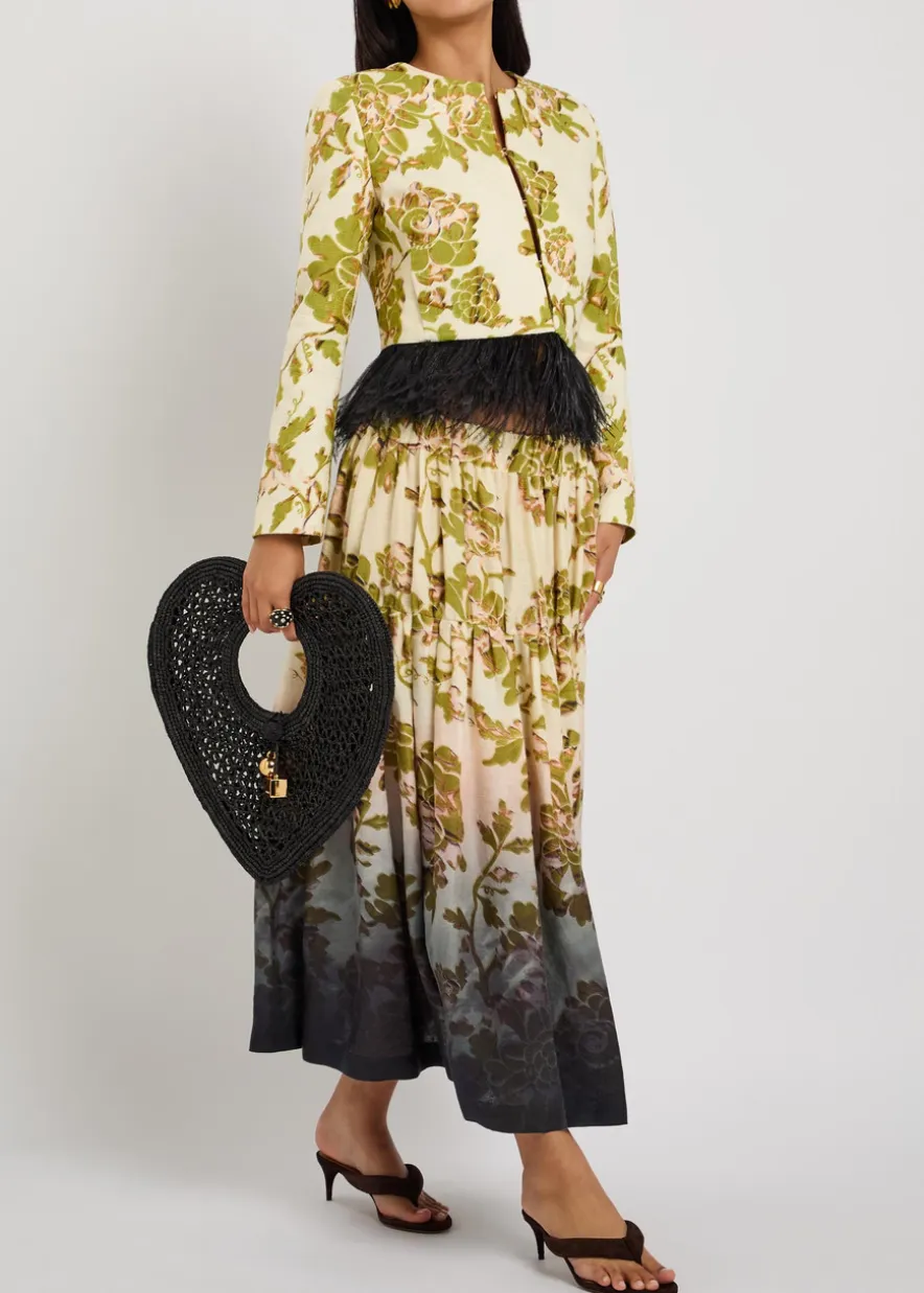 Bijoux feather-trim woven jacket