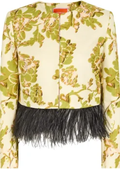 Bijoux feather-trim woven jacket