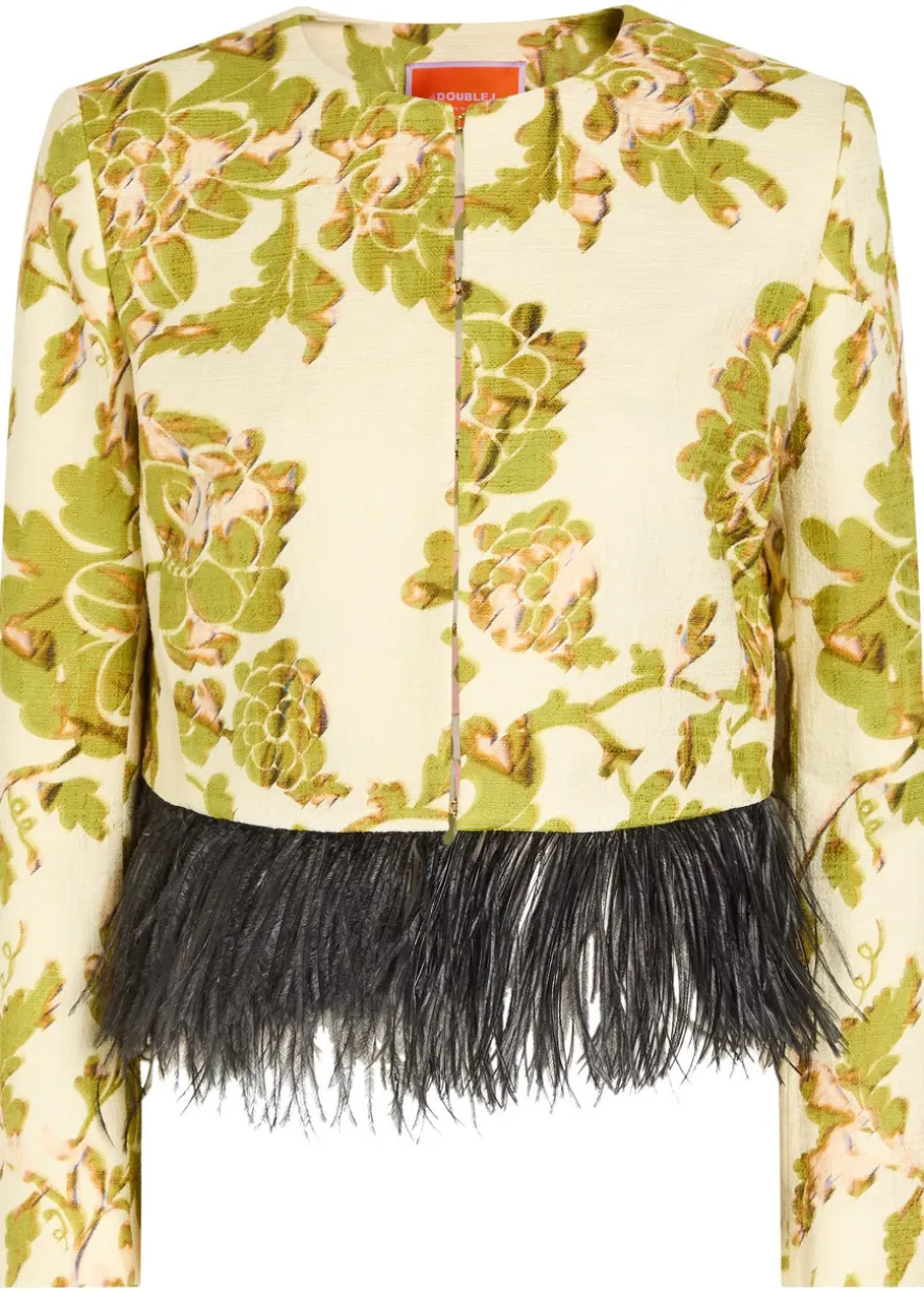 Bijoux feather-trim woven jacket