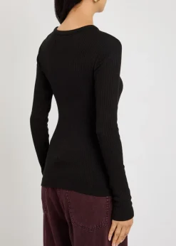 Bina ribbed stretch-jersey top