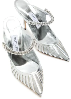 Bing 100 embellished panelled metallic leather pumps