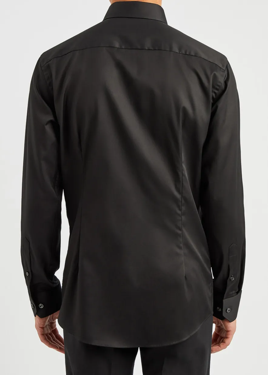 Black cotton-twill shirt