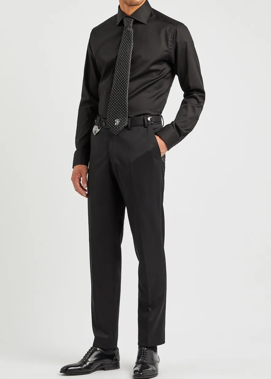 Black cotton-twill shirt