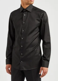 Black cotton-twill shirt