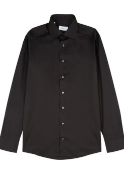 Black cotton-twill shirt