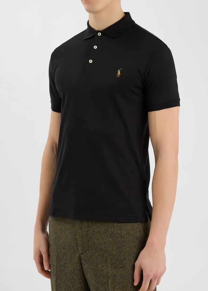 Black slim Pima-cotton polo shirt