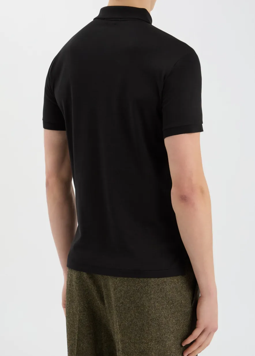 Black slim Pima-cotton polo shirt