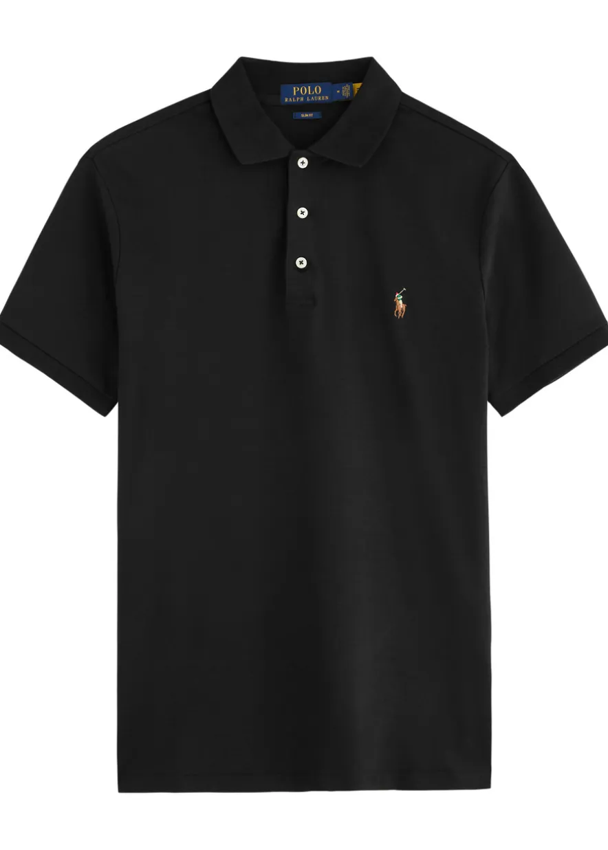 Black slim Pima-cotton polo shirt