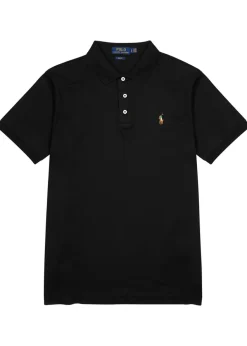 Black slim Pima-cotton polo shirt