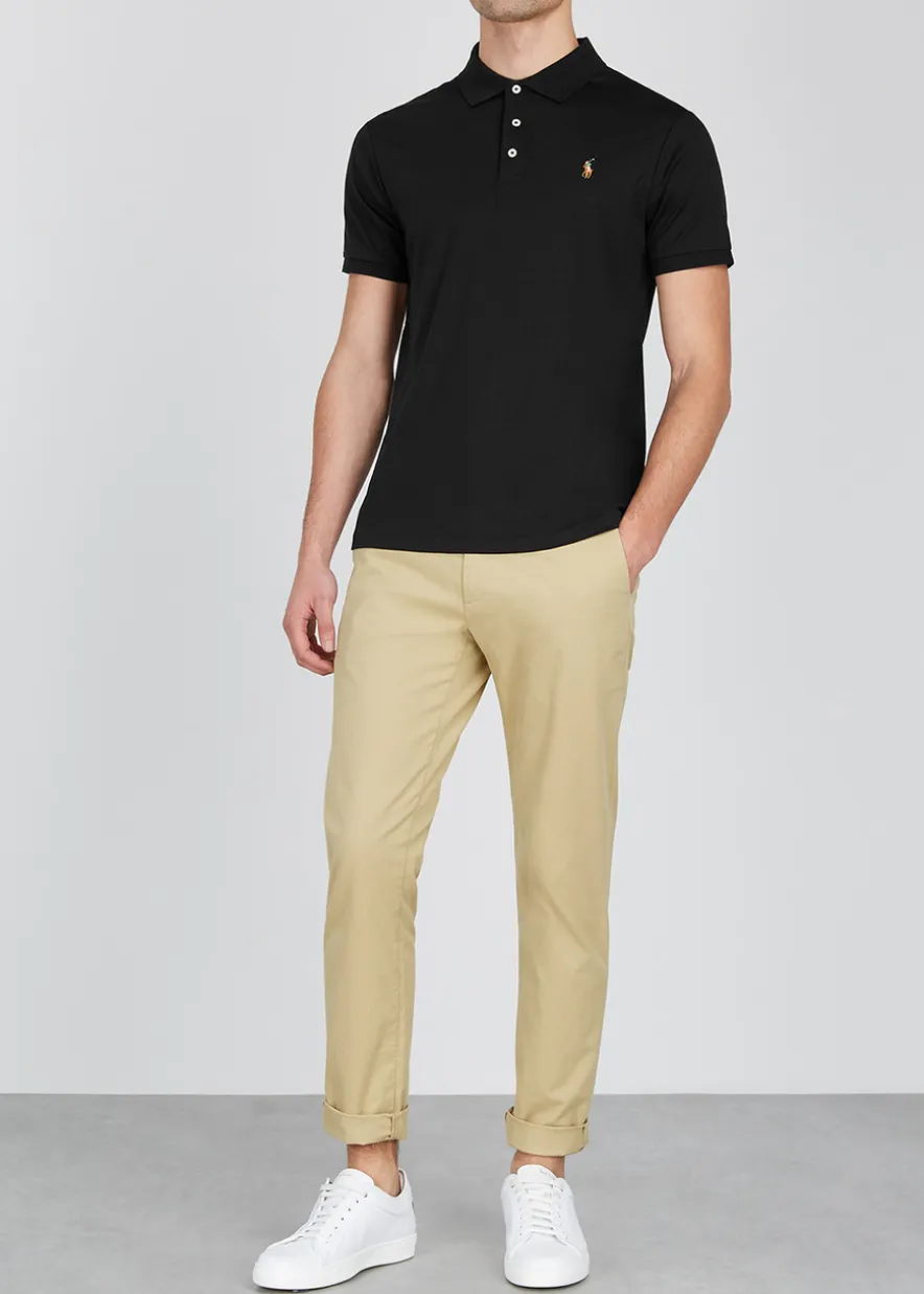 Black slim Pima-cotton polo shirt