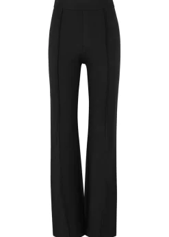 Black stretch-jersey flared-leg trousers