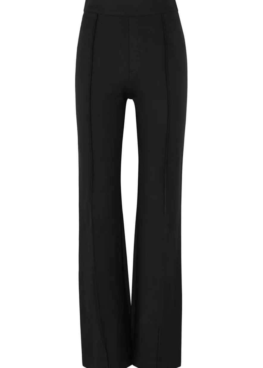 Black stretch-jersey flared-leg trousers