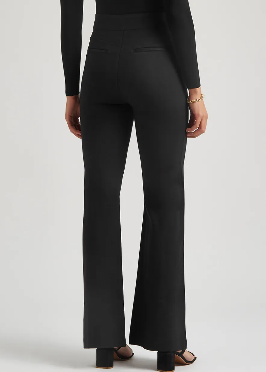 Black stretch-jersey flared-leg trousers