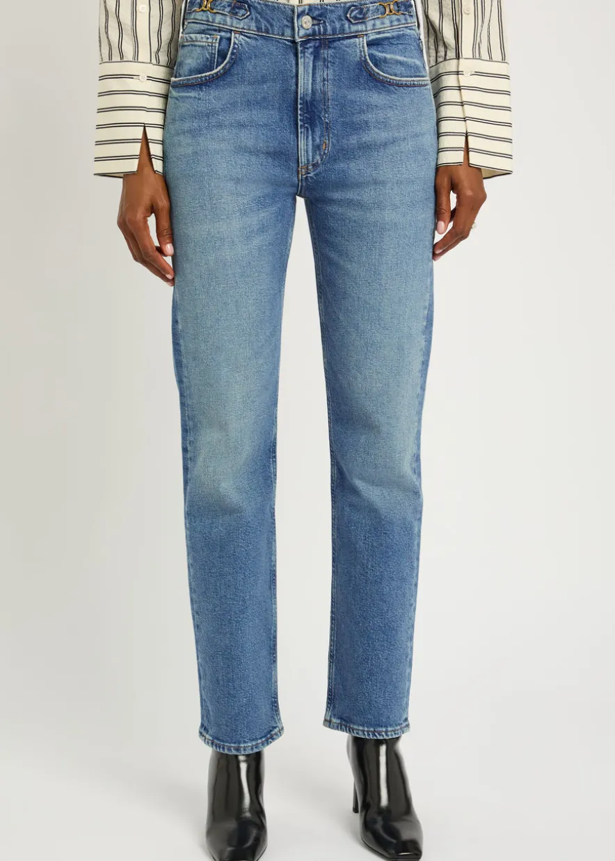 Blaine horsebit-embellished slim straight-leg jeans