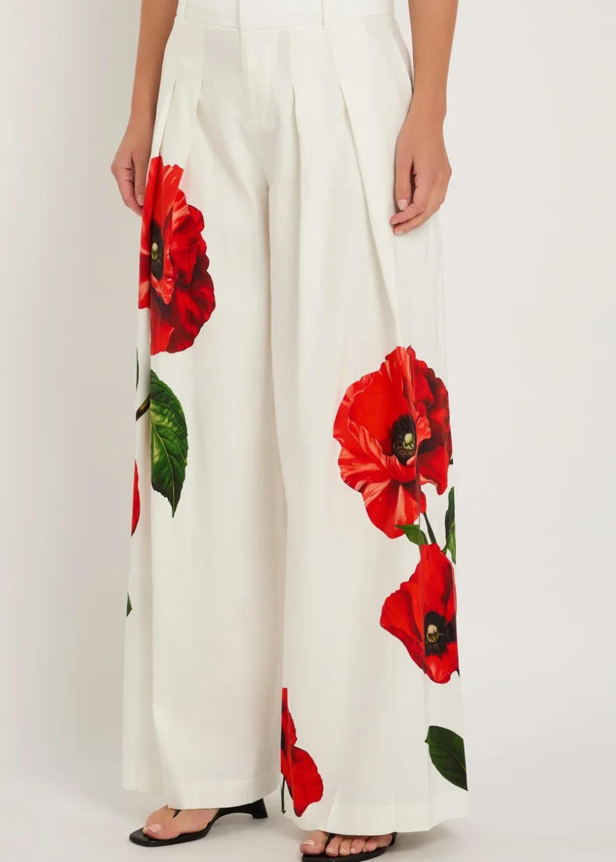 Blaire floral-print pleated wide-leg trousers