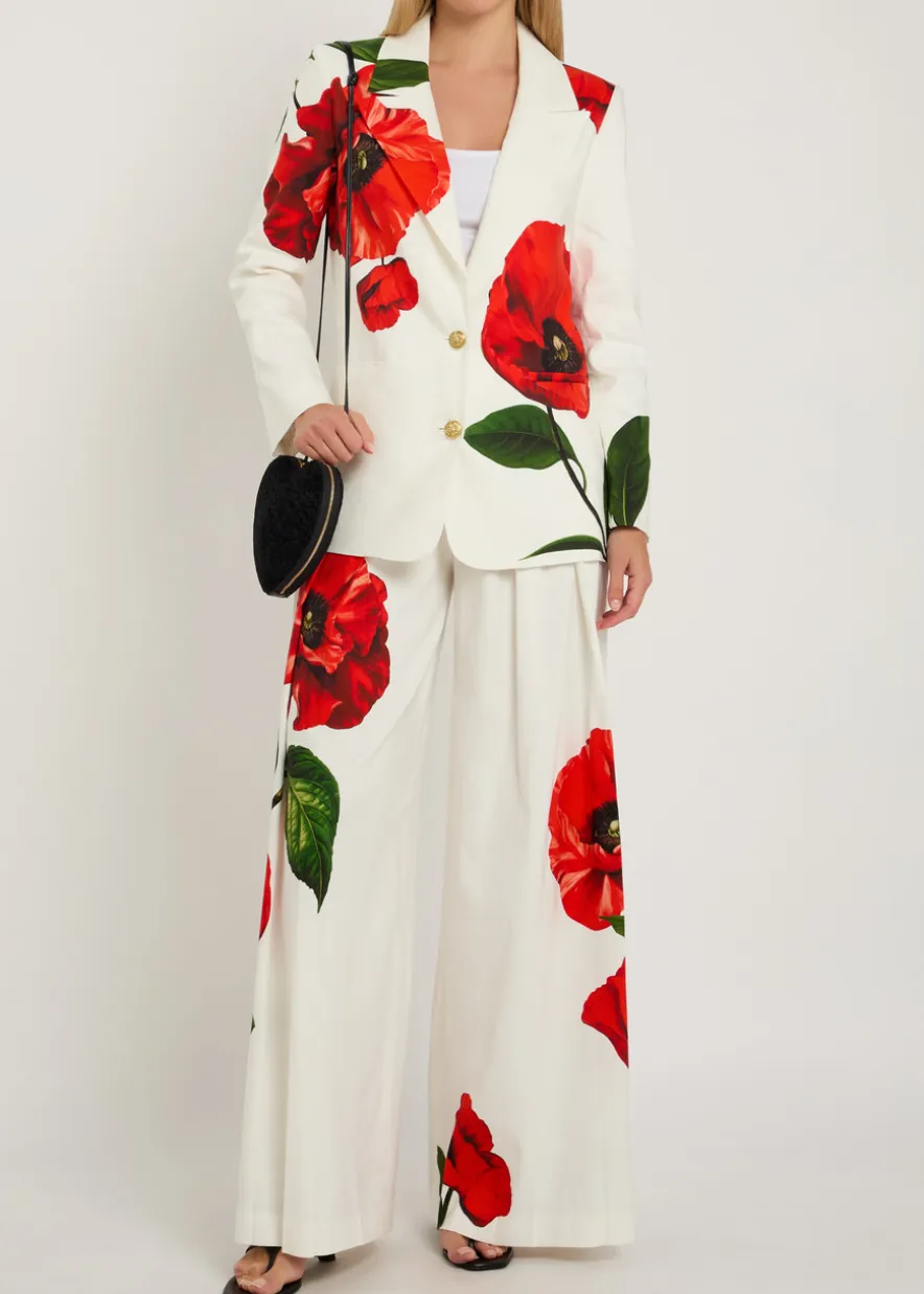 Blaire floral-print pleated wide-leg trousers