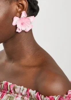 Bloom flower brass earrings
