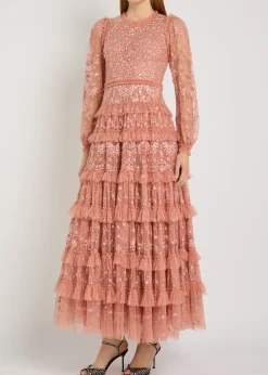 Blossom floral-embroidered tulle gown