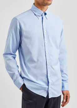 Blue piqué cotton Oxford shirt