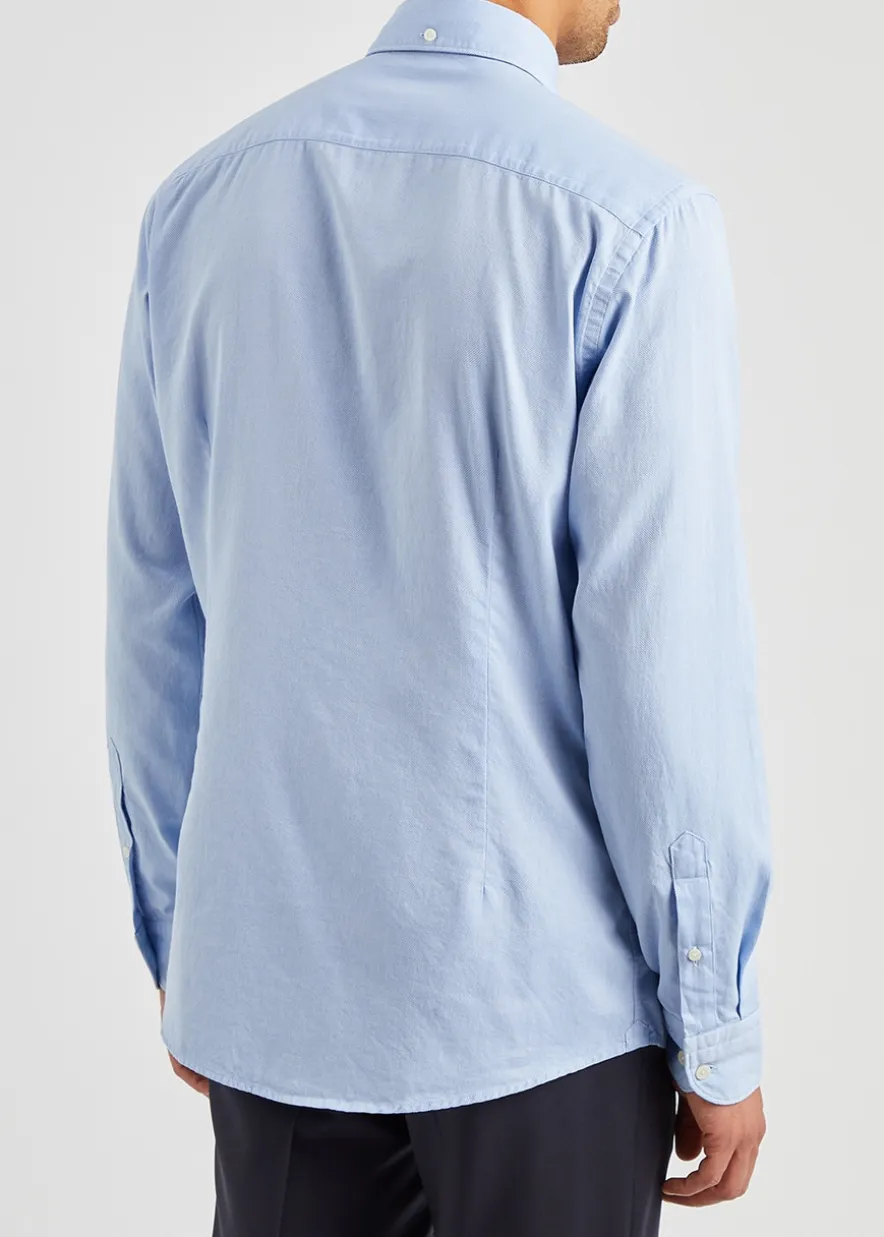 Blue piqué cotton Oxford shirt