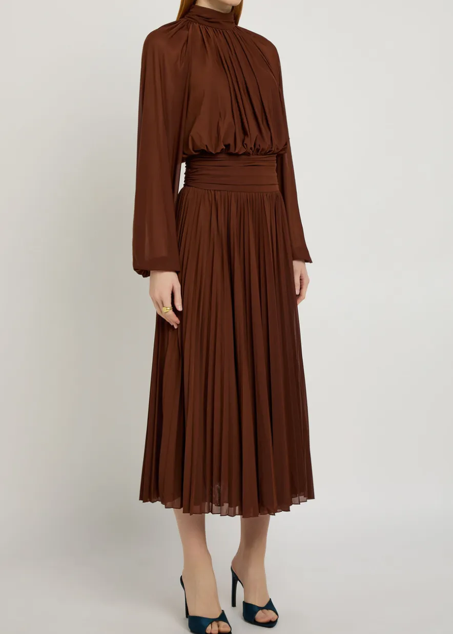 Blythe gathered stretch-mesh midi dress
