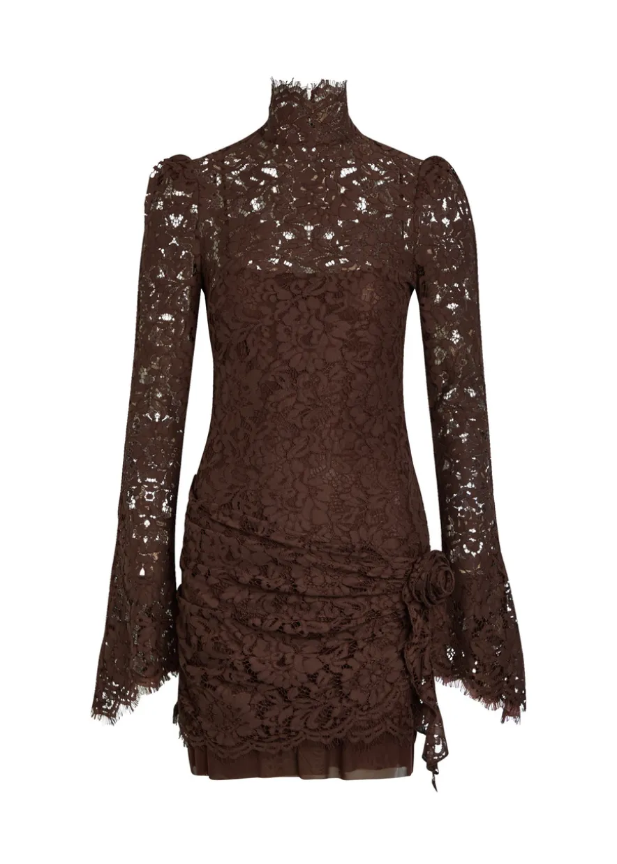 Bodita rose-appliquéd guipure lace mini dress