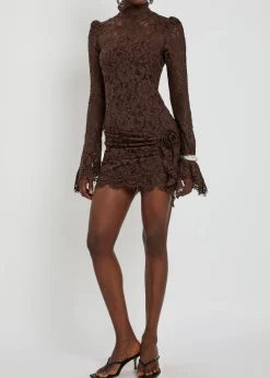 Bodita rose-appliquéd guipure lace mini dress