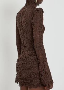 Bodita rose-appliquéd guipure lace mini dress
