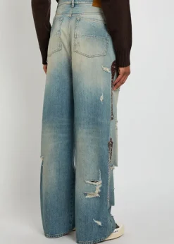 Bones Studded distressed relaxed jeans