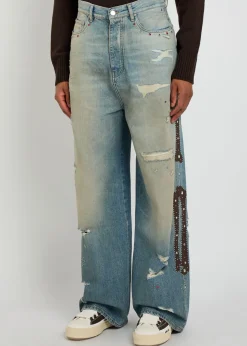 Bones Studded distressed relaxed jeans