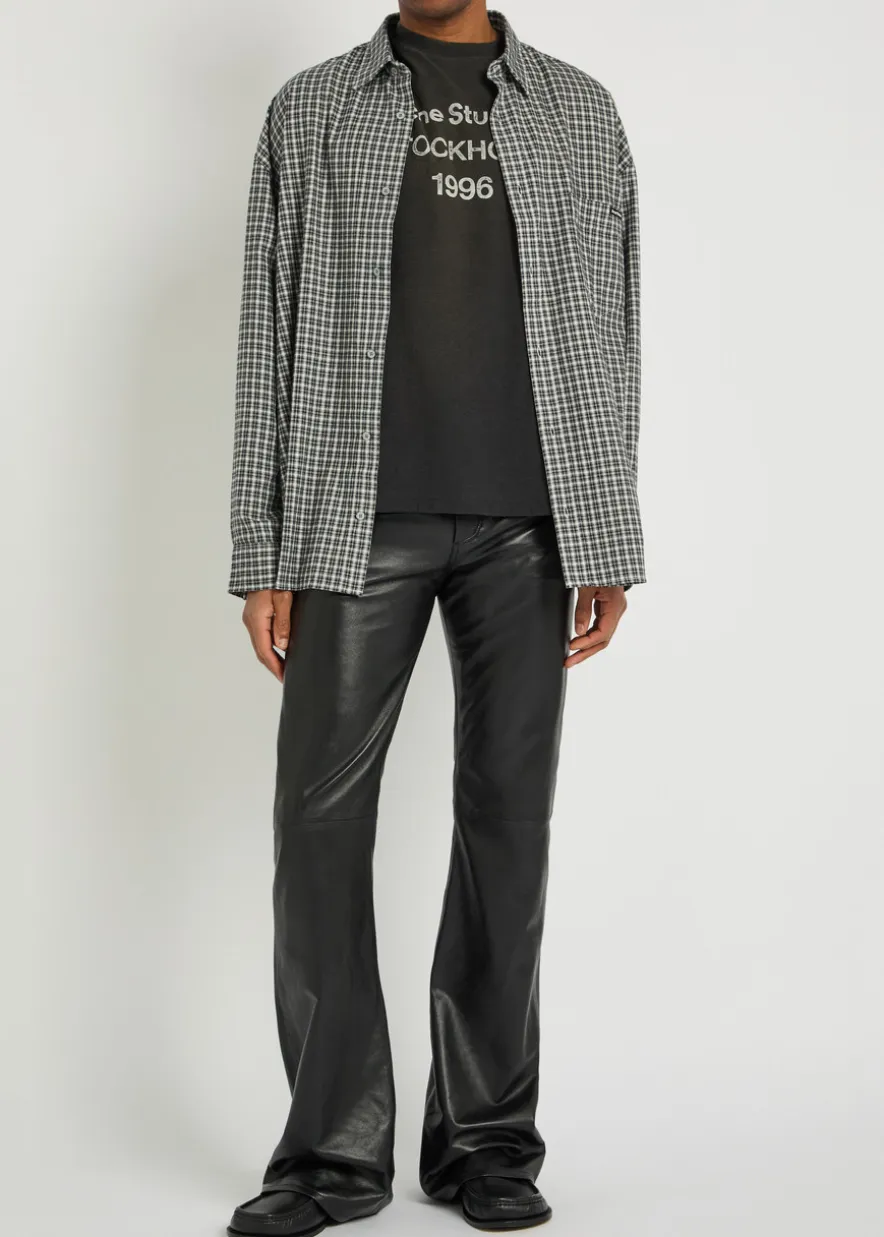 Bootcut leather trousers