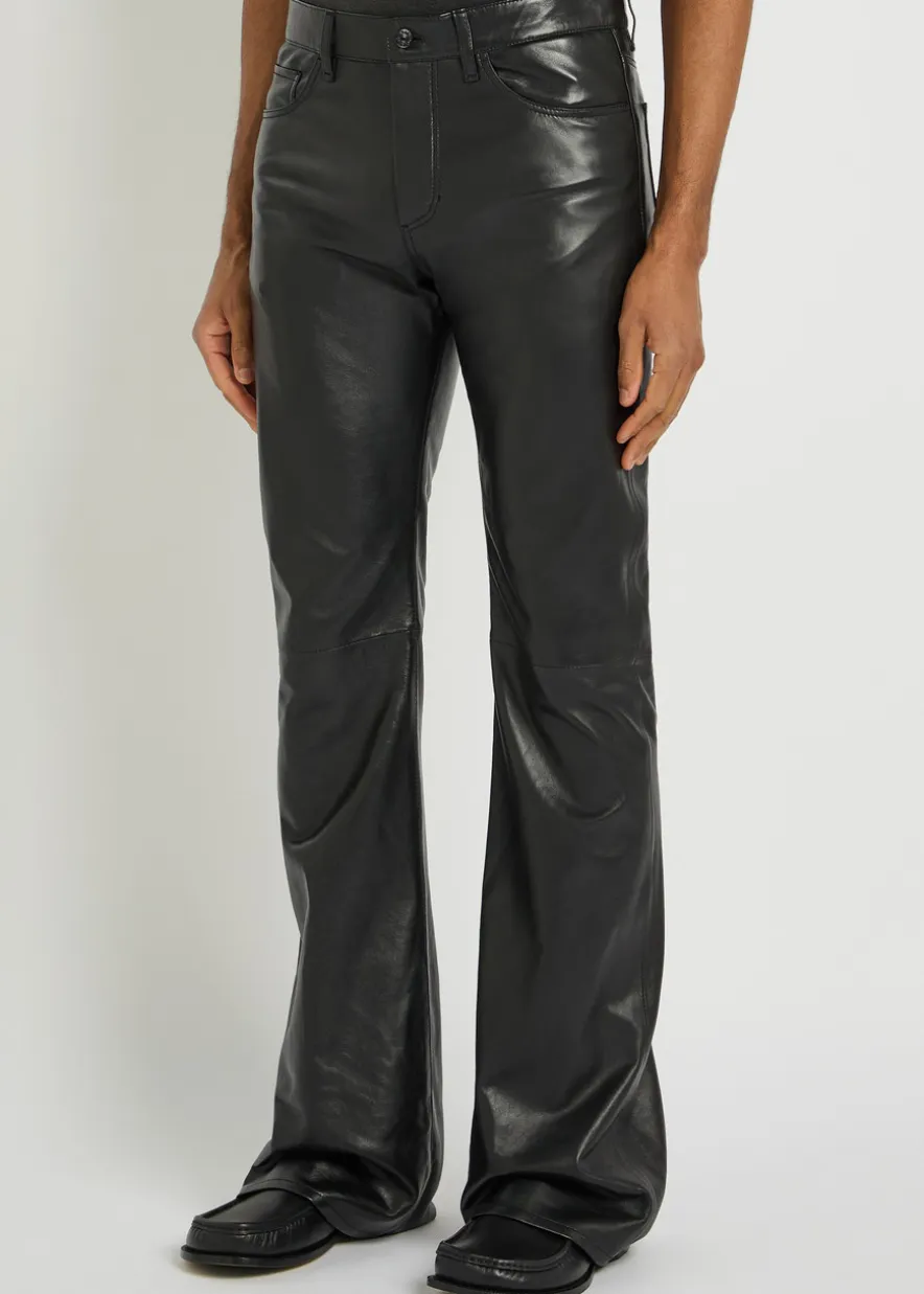 Bootcut leather trousers