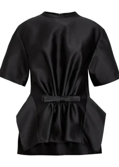 Bow-appliquéd satin top