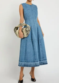 Bowen panelled stretch-denim midi dress