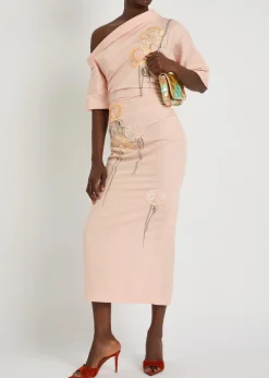 Bowery floral-embroidered cotton-blend midi dress