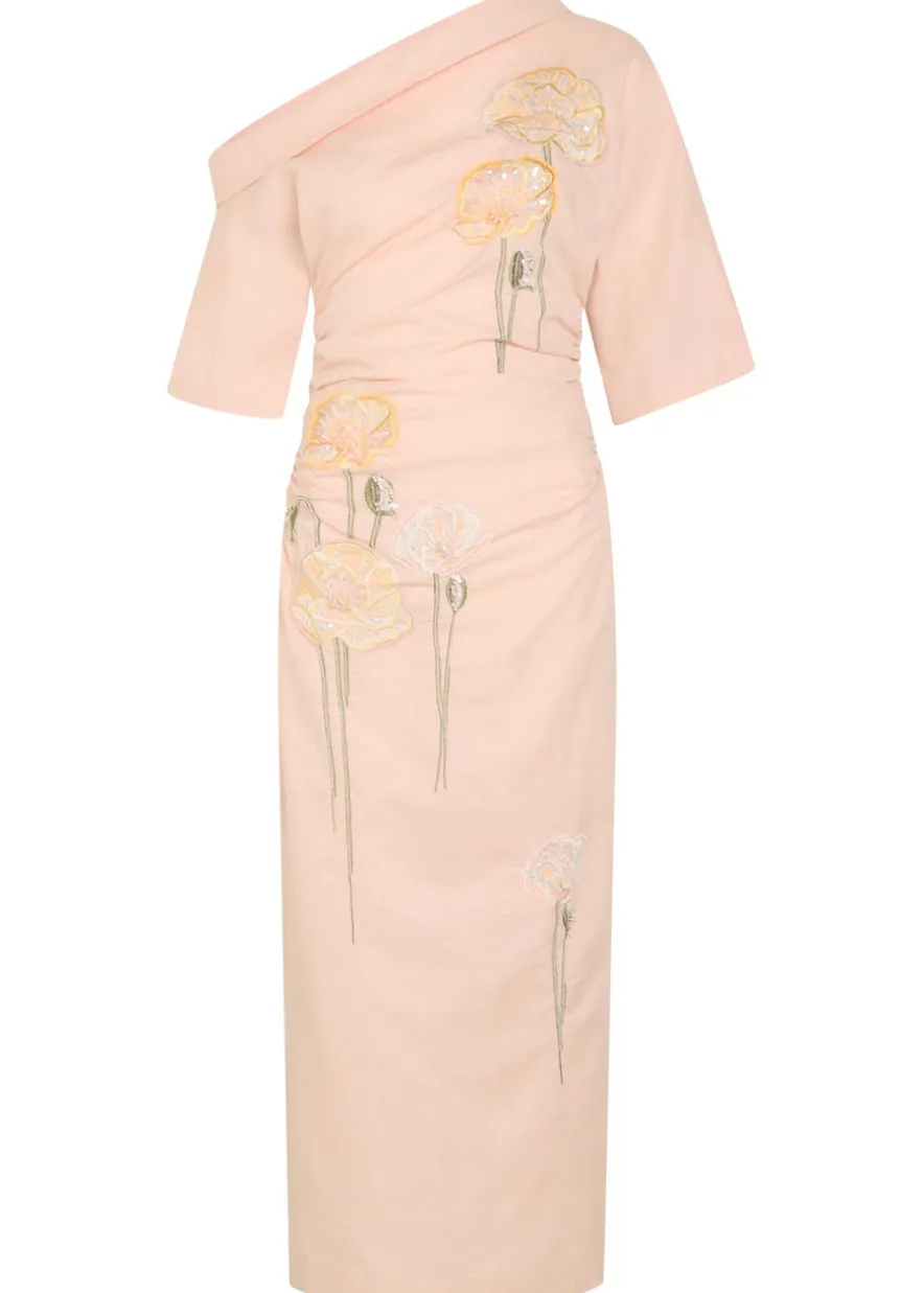 Bowery floral-embroidered cotton-blend midi dress