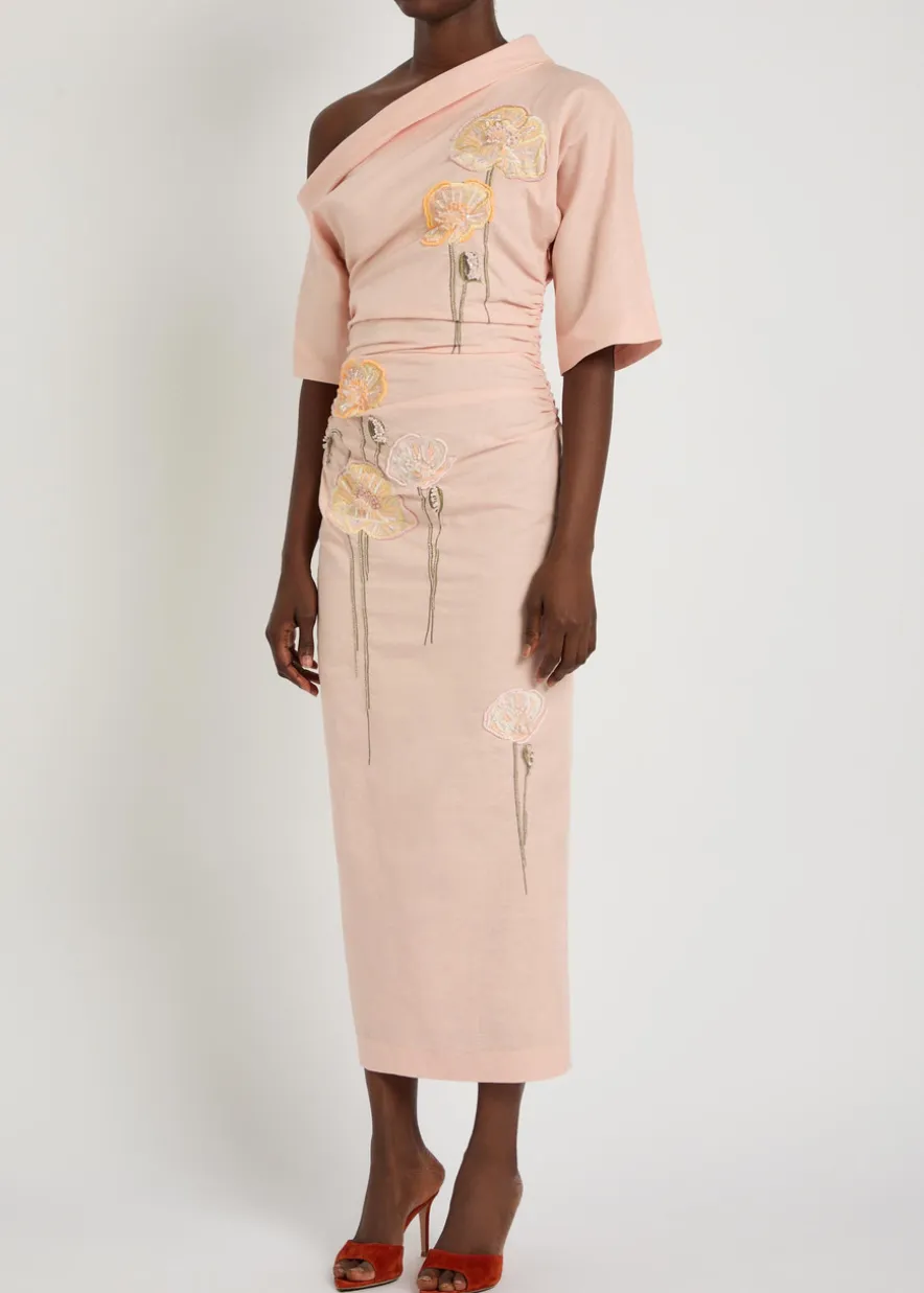 Bowery floral-embroidered cotton-blend midi dress