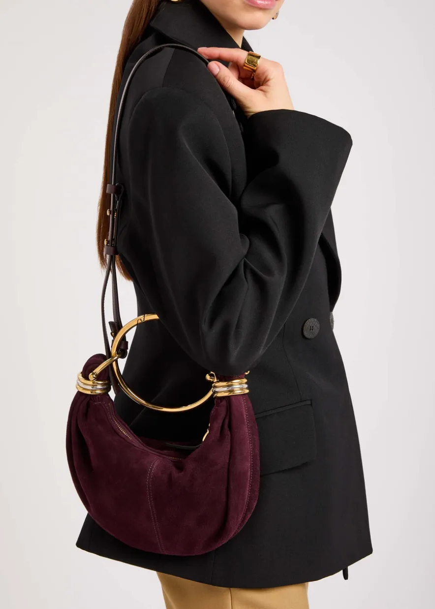 Bracelet suede top handle bag